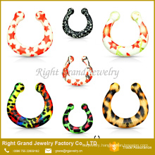 Clip - On Printed Design Septum Nose Ring Fake Non-Piercing